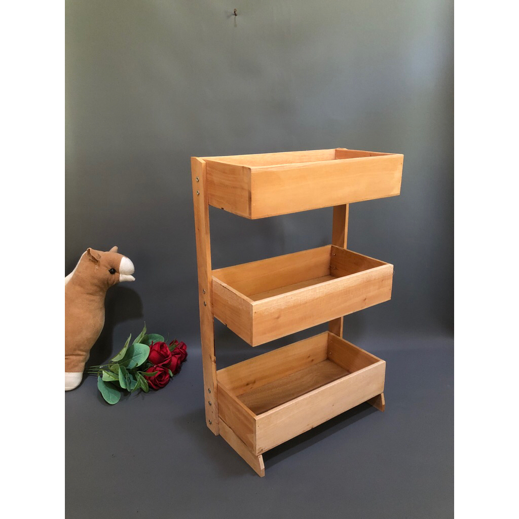 Rak kayu 3 susun buah
