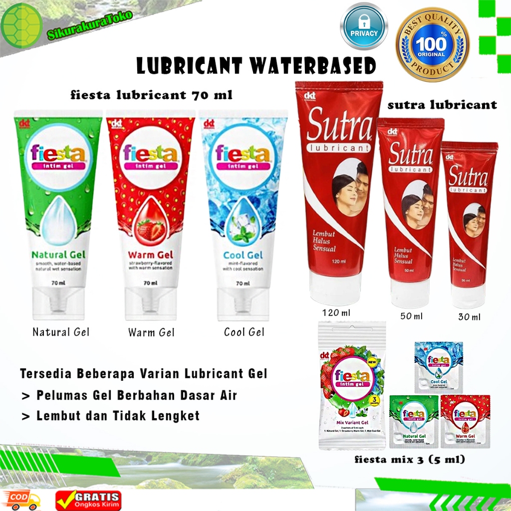 (sda) PRIVASI 100% TERJAMIN Sutra Lubricant Pelumas Waterbased Fiesta Strawberry Natural 30 50 70 12