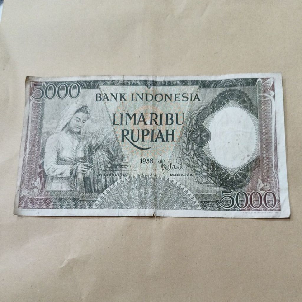 Uang Kuno 5000 Seri Pekerja Coklat 1958