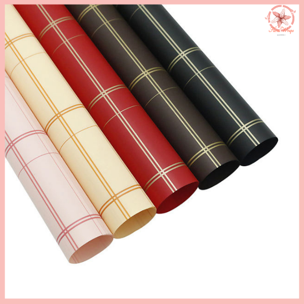 

Kertas Buket Solid Full Square Pattern Flower Wrapping Cellophane Motif Kotak Grid / Kertas Kado KB6191