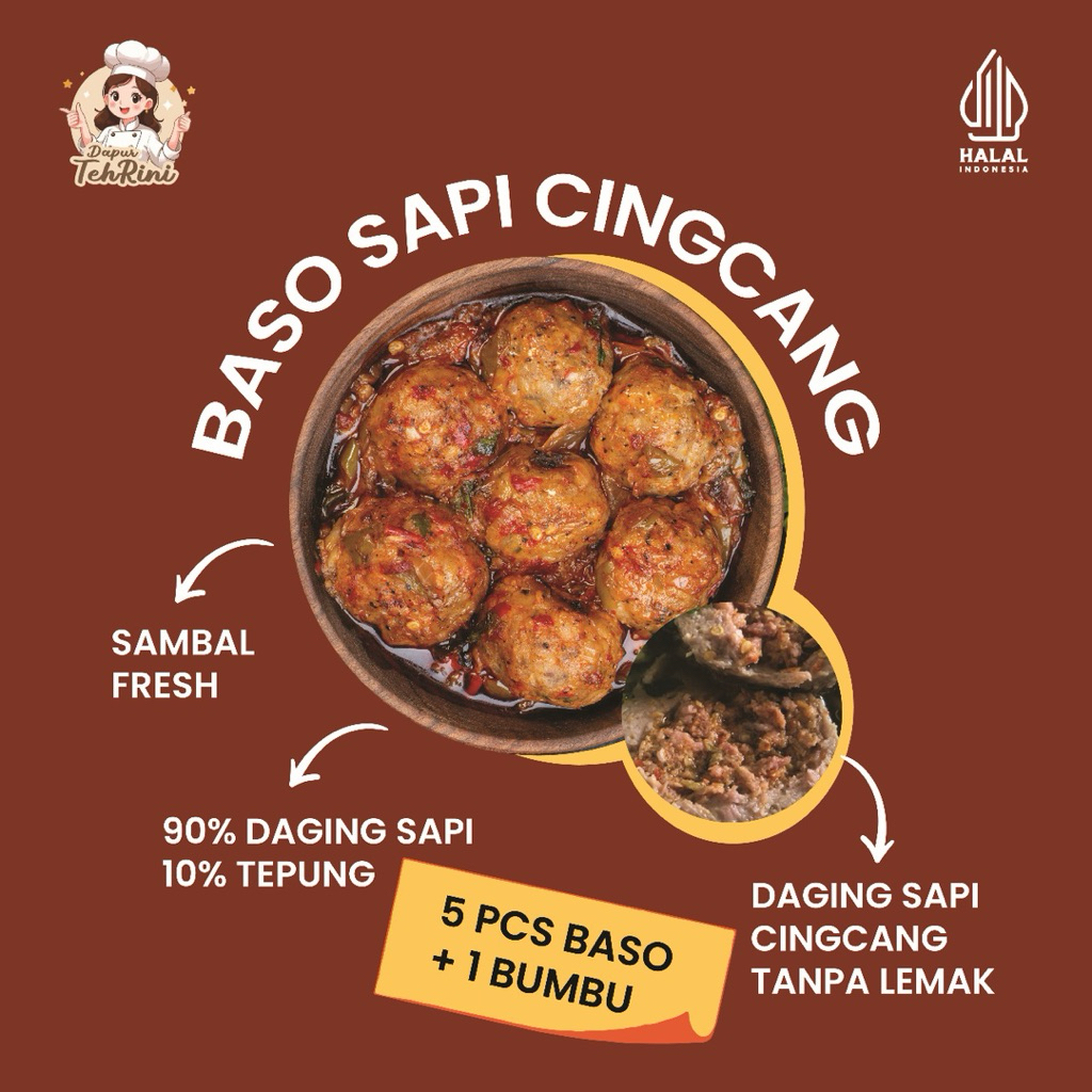 

BASO SAPI DAGING CINCANG PILIHAN FROZEN 1 PACK ISI 5 PCS INCLUDE BUMBU/SAMBAL