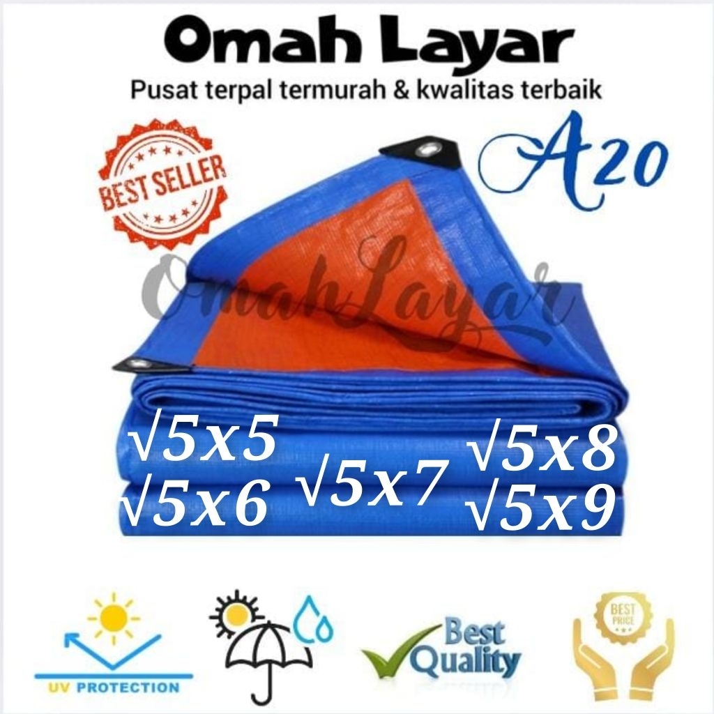 terpal plastik Korea tebal anti air 5x5 5x6 5x7 5x8 5x9 A20 korea terpal tenda truck terpal serbagun