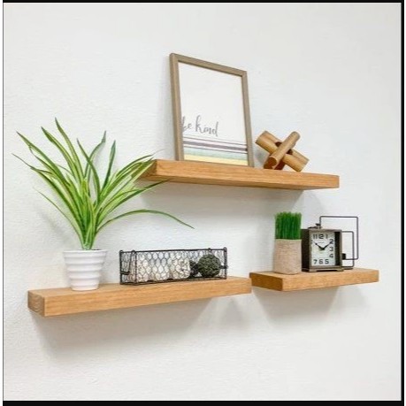 RAK Ambalan Melayang Dinding Jati Belanda / Rak Dinding Model 3 Susun