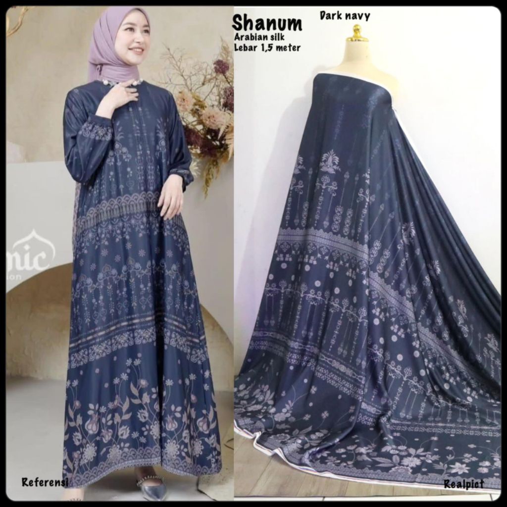 Kain Meteran Bahan Arabian Silk Motif SHANUM//Gamis Meteran Motif Etnik//Bahan Baju Kurung