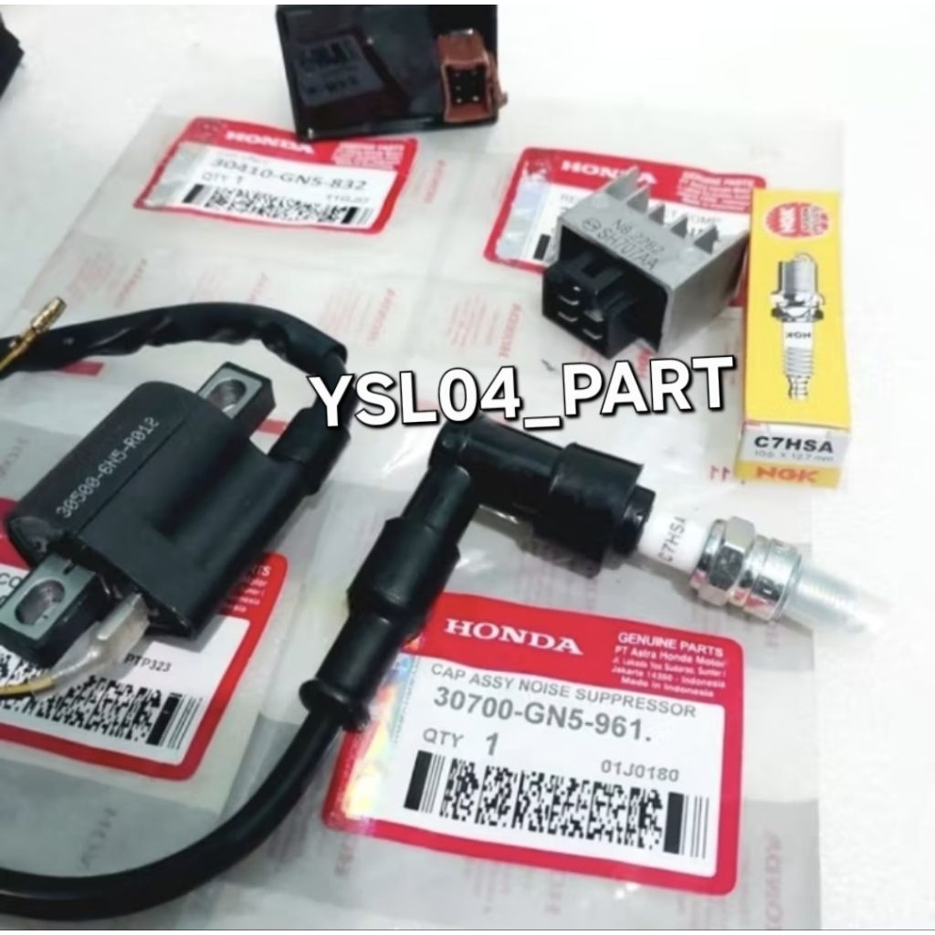 PAKET PENGAPIAN KIPROK REGULATOR KOIL BUSI TUTUP BUSI GRAND SUPRA LAMA WIN 100 PRIMA ASTREA STAR ORI