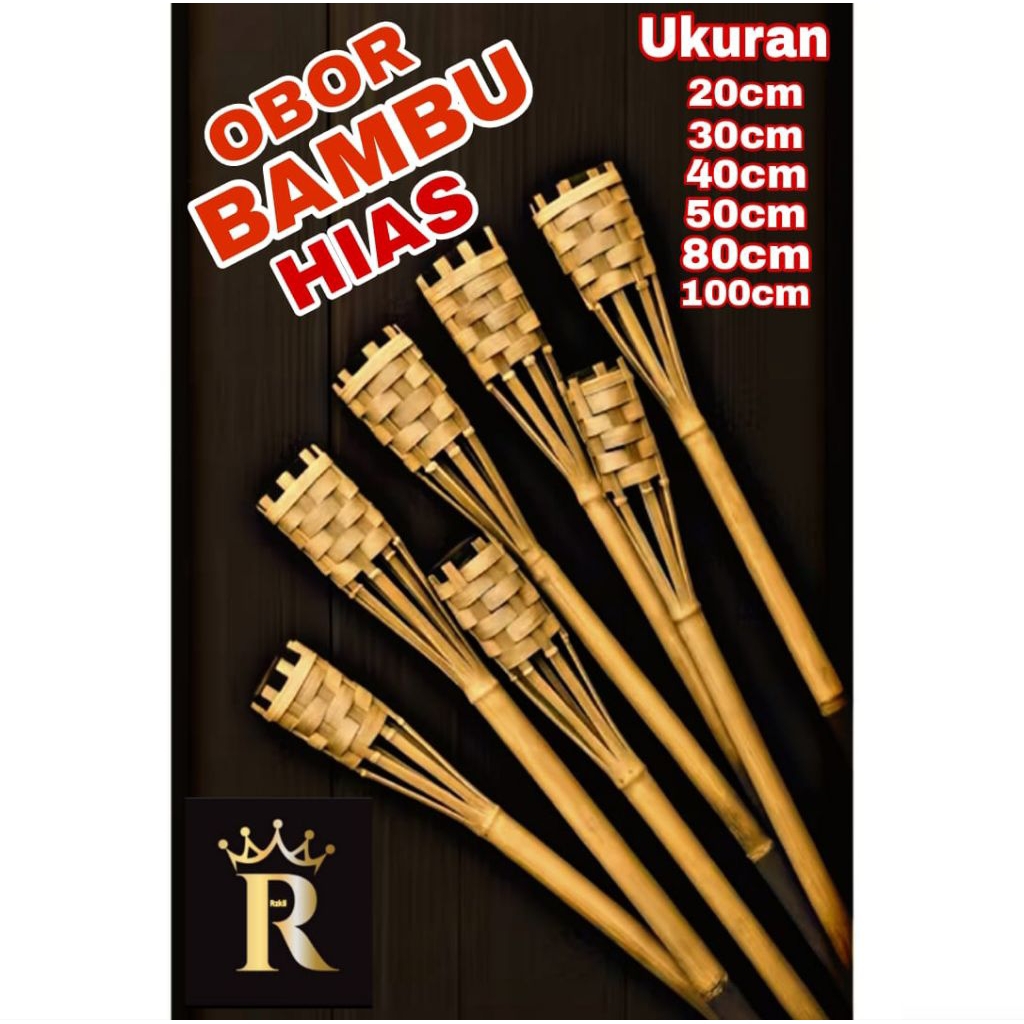 Obor Bambu Hias / Lampu Taman Estetik Dan Unik / Natural Untuk Dekor Cafe / Angkringan / Panjang 20 