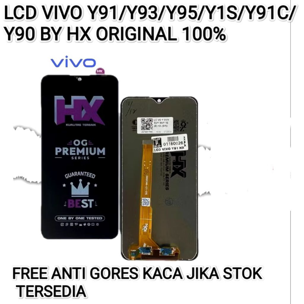 LCD VIVO Y91/Y93/Y95/Y1S/Y91C/Y90 BLACK BY HX ORIGINAL / ORI S8+ PRIMEUM multitouch 10 jari