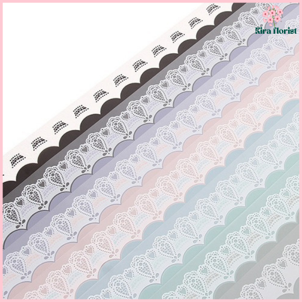 

Kertas Buket Bunga Motif Renda Lace Border Cellophane Flower Wrapping Paper KB6175