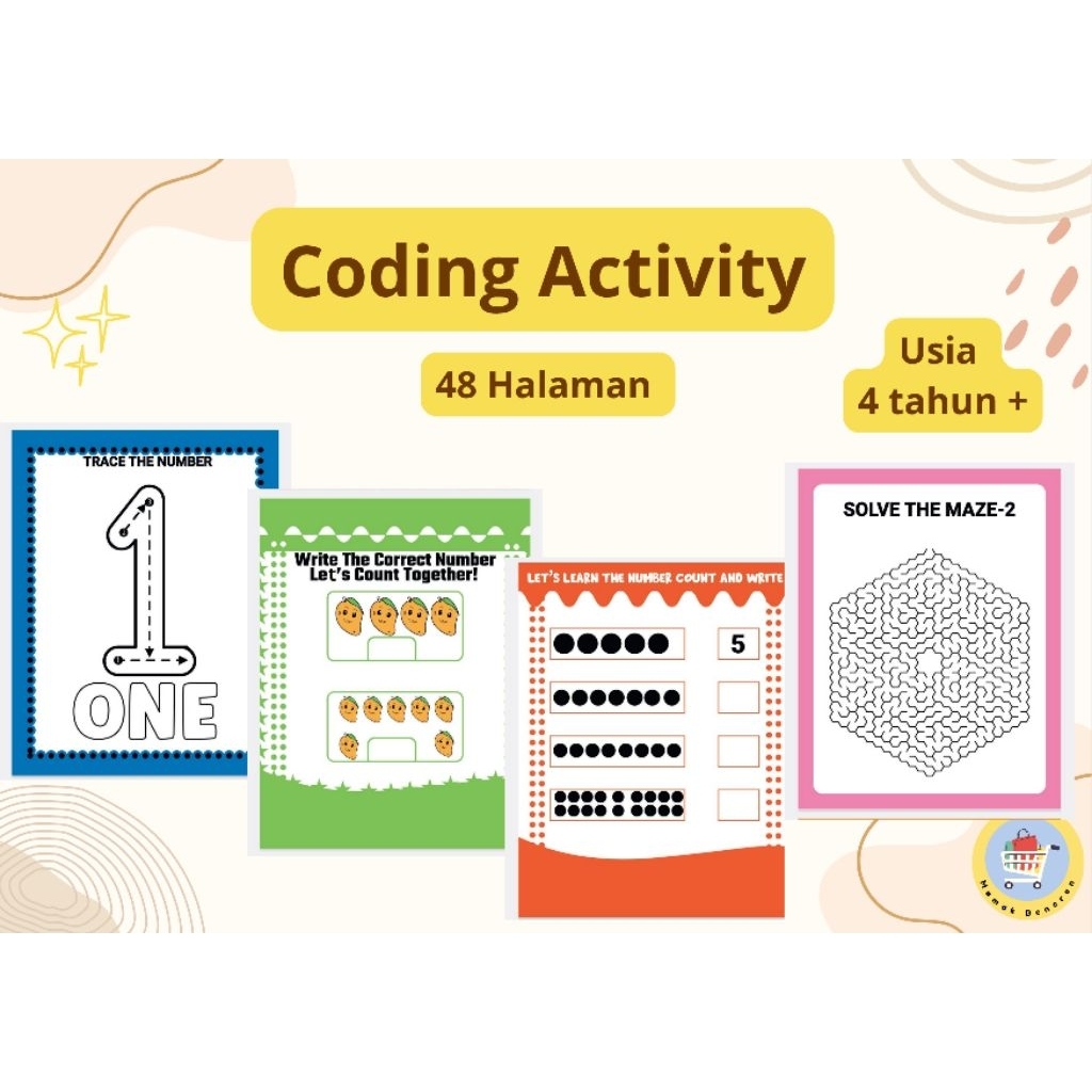 

Lembar Kerja Anak TK / Kids Activity Worksheet Coding / Belajar Angka / Mencocokkan Gambar