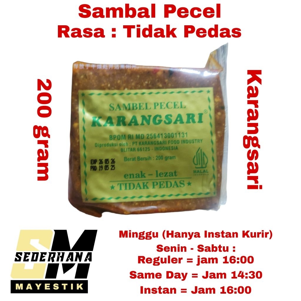 

Karangsari Sambel Pecel Rasa Tidak Pedas 200gr / Karang Sari Sambal Pecal 200 gr