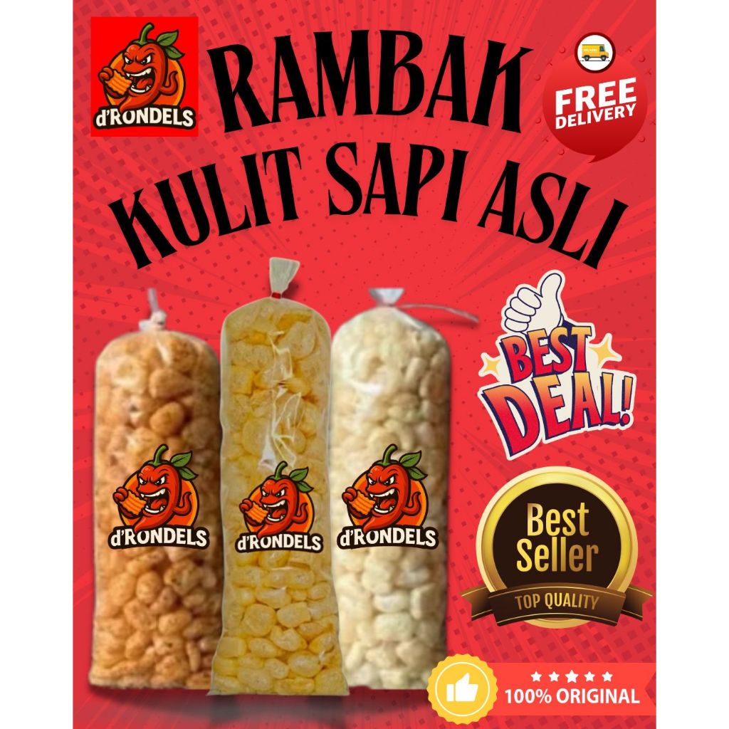 

1 bal Kerupuk Kulit Sapi Rambak Dorokdok Pedas Gurih 200gr / Kerupuk.Kulit Termurah