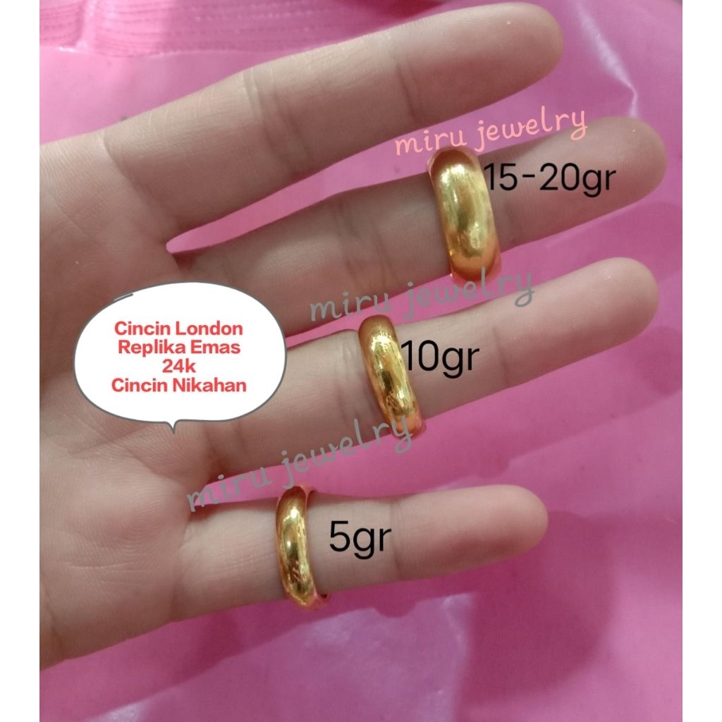 Cincin London, Cincin Belah Rotan Replika Emas 24k Golden, Cincin Nikah, Tunangan