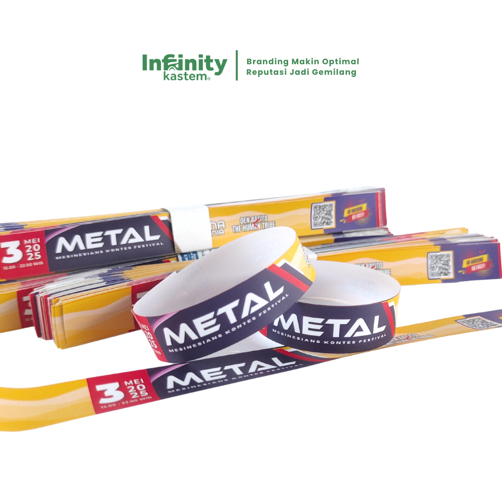 Cetak Tiket Gelang Custom, Tiket Gelang, Tiket Konser, Tiker Wahana, Tiket Custom - Infinity Kastem