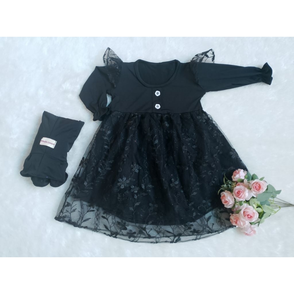 Gamis anak usia 3-4 Tahun / Gamis Tile Tulle Brukat  Gamis Anak Brukat Tile Mutiara  Gaun Pesta Anak