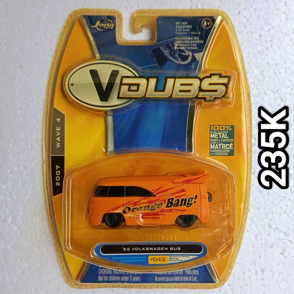 Diecast 64 Jada Toys V Dubs 62 VW Volkswagen Bus Orange Bang