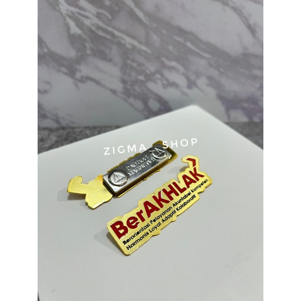 PIN BERAKHLAK pin asn kuningan etching / magnet