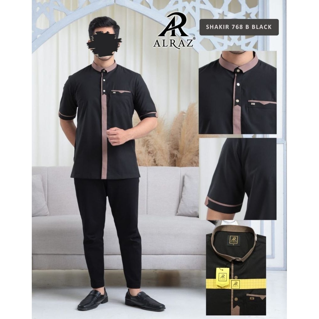 Koko ALRAZ Hitam Lengan Pendek Premium