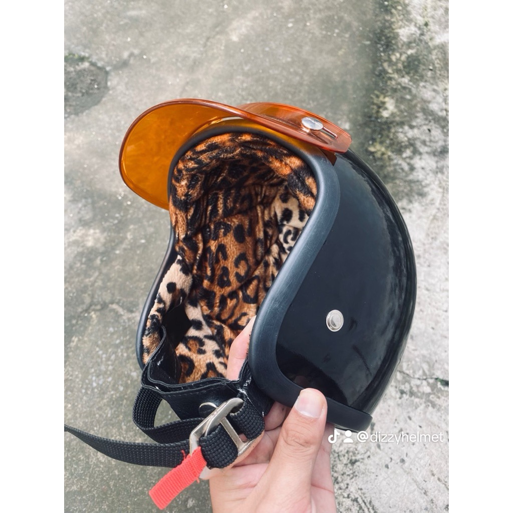 Helm Slimhead Kustom motif busa leopard include topi pet