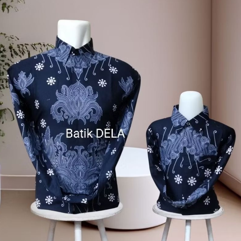 Kemeja Batik pria lengan panjang truntum Biru Dongker