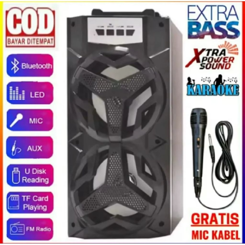 SPEAKER BLUETOOTH YC-801/MH-38BT GRATIS SX-3009 MIC WIRELESS SPEAKER SX-5005 PORTEBEL XTRAA BASSSS S