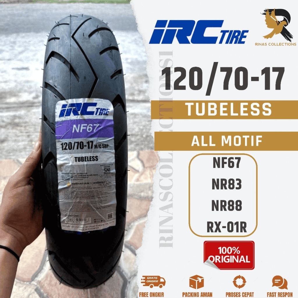 Ban Luar IRC  120/70-17 TUBELESS Ban Motor Ninja Cbr Satria MX King Byson