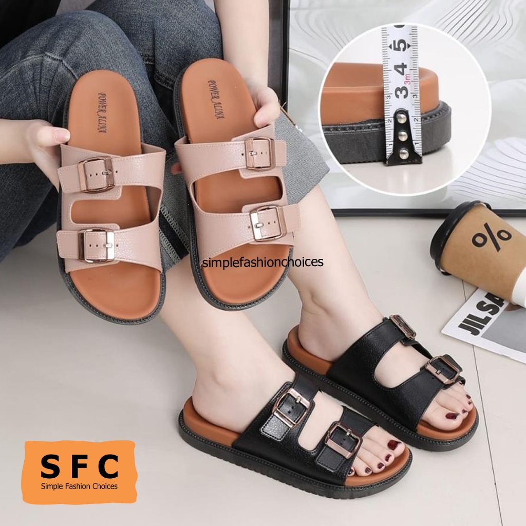 Sandal Wanita Slip On Terbaru Anti Slip Karet Jelly Empuk Ringan Shoes Ban Dua Gesper Aktif SFC56