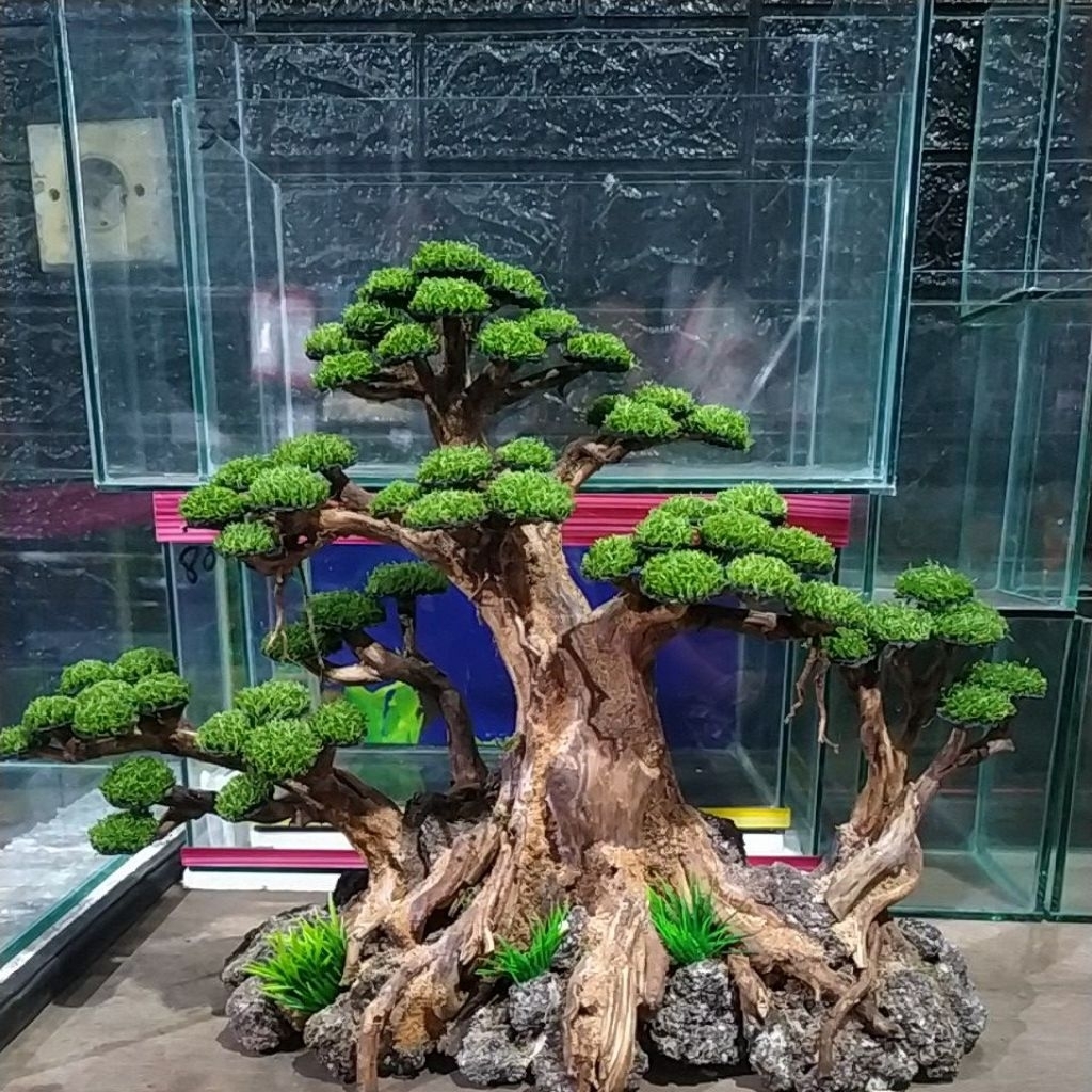Bonsai aquascape daun sintetis