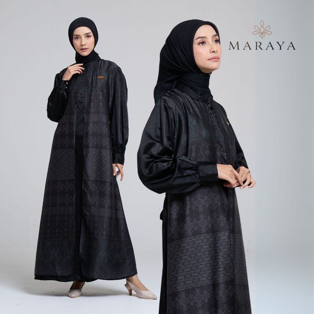 Maraya - Nabila Dress Black Baju Kondangan Wanita Silk Maxmara Premium Mewah Kekinian Warna Viral