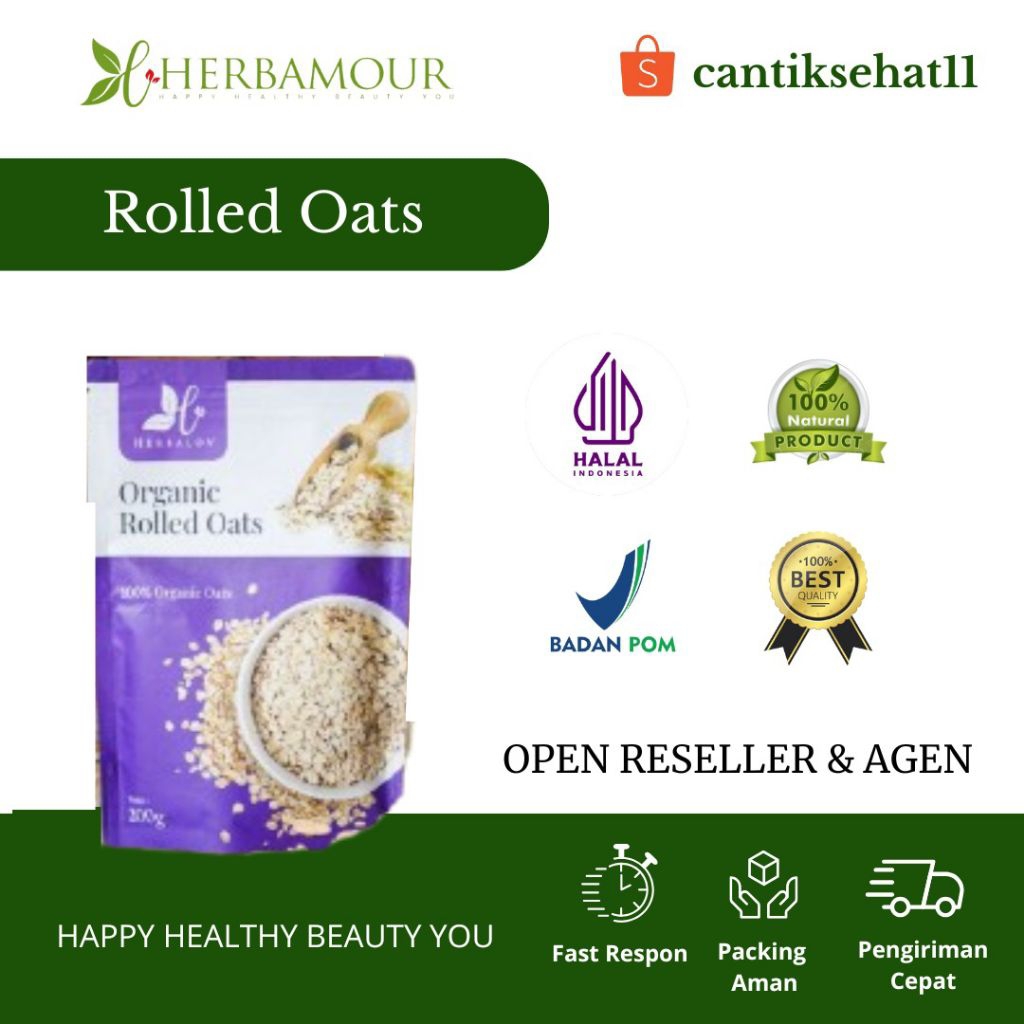 

Organic Rolled Oat 100% alami Herbalov