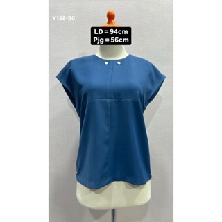 Blouse Wanita Preloved - Atasan Lengan Pendek Bahan Tebal Premium - Ukuran M [Y138-50] Minus