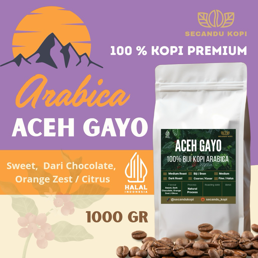 

Kopi Arabica Gayo Aceh 1000gr ~ Natural Process