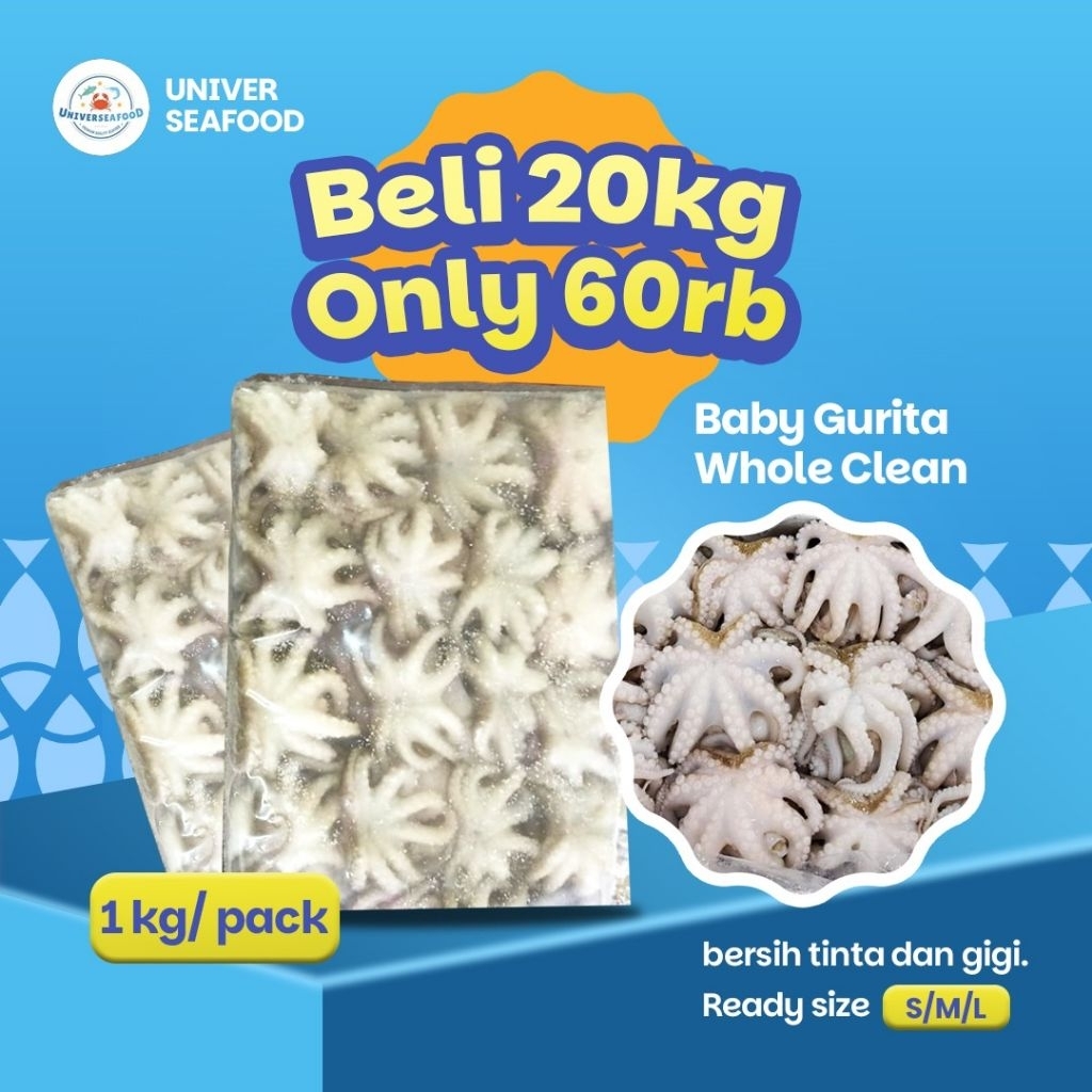 

Baby Gurita Whole Clean/ Tanpa Tinta 1kg