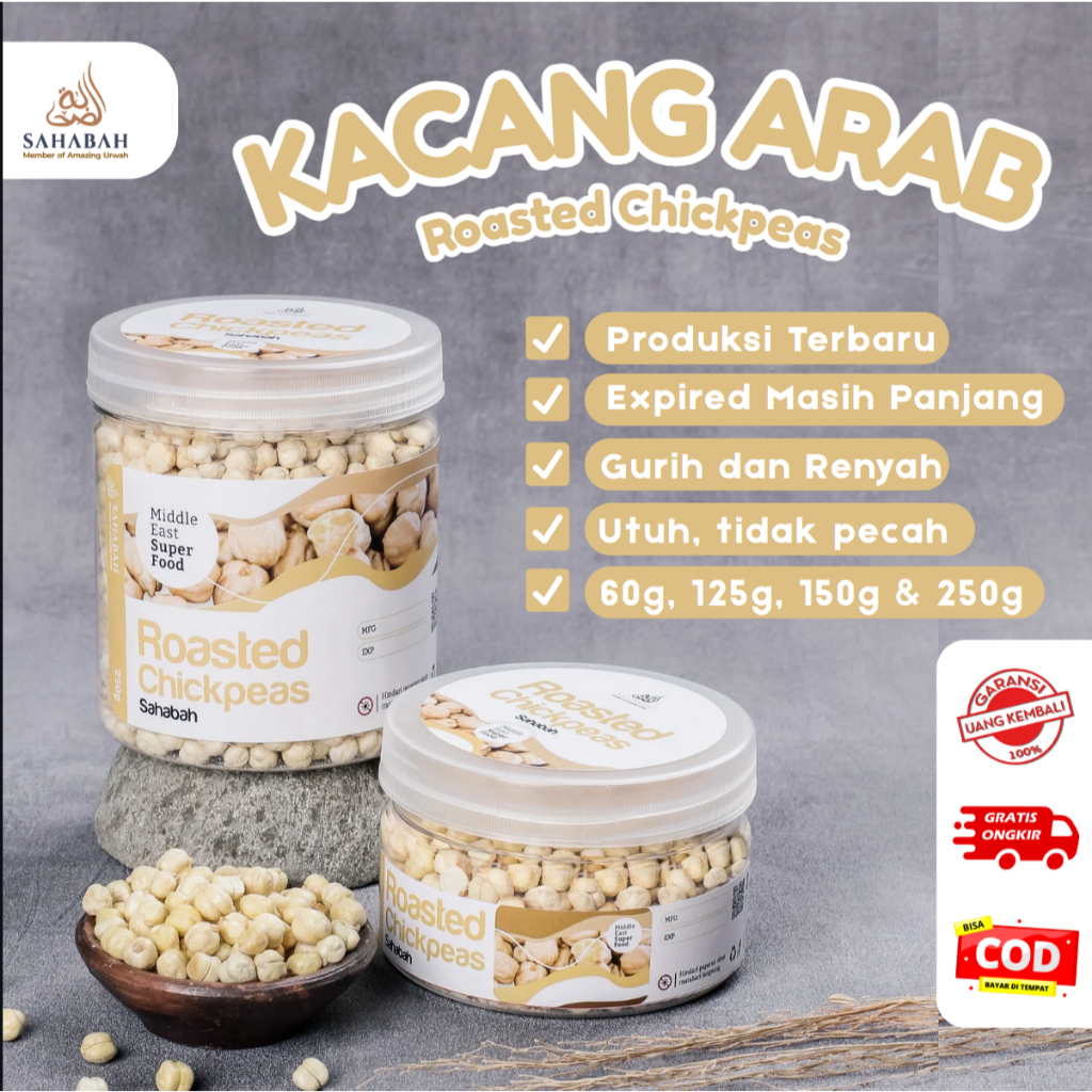 

Kacang Arab Sahabah Premium Matang Panggang Gurih dan Renyah 100% Asli Original Roasted Chickpeas Garbanzo