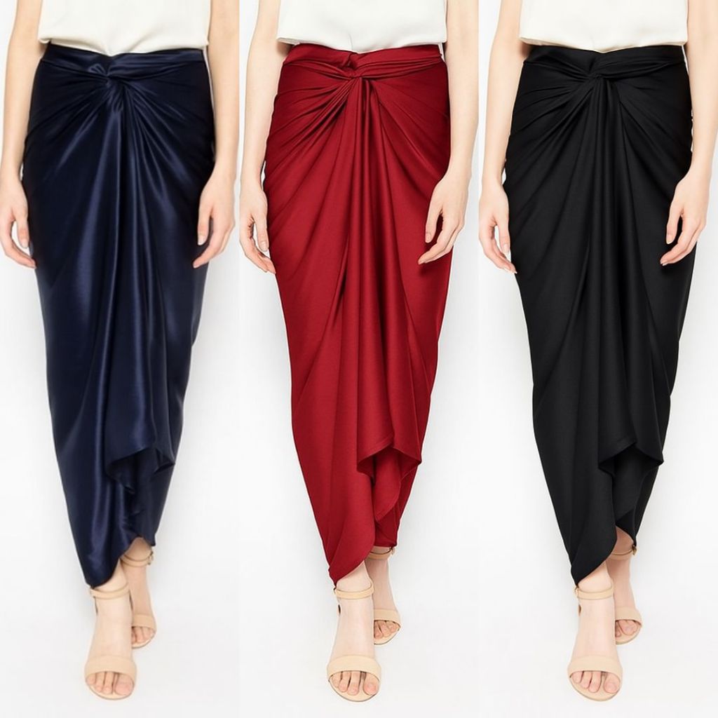 Rok Lilit Saten Polos / Kain Lilit Satin Silk Bawahan Kebaya