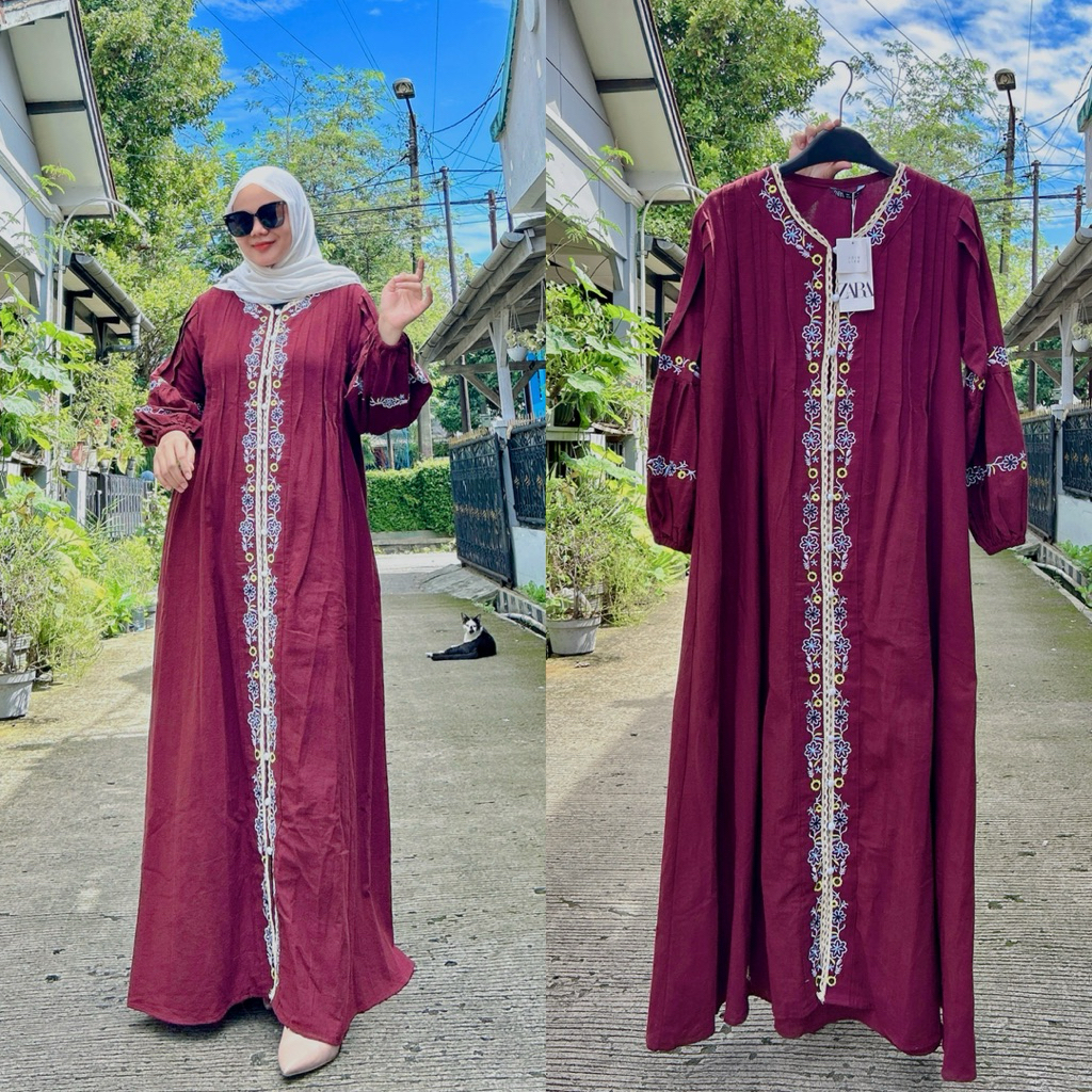 gamis katun linen Bordir