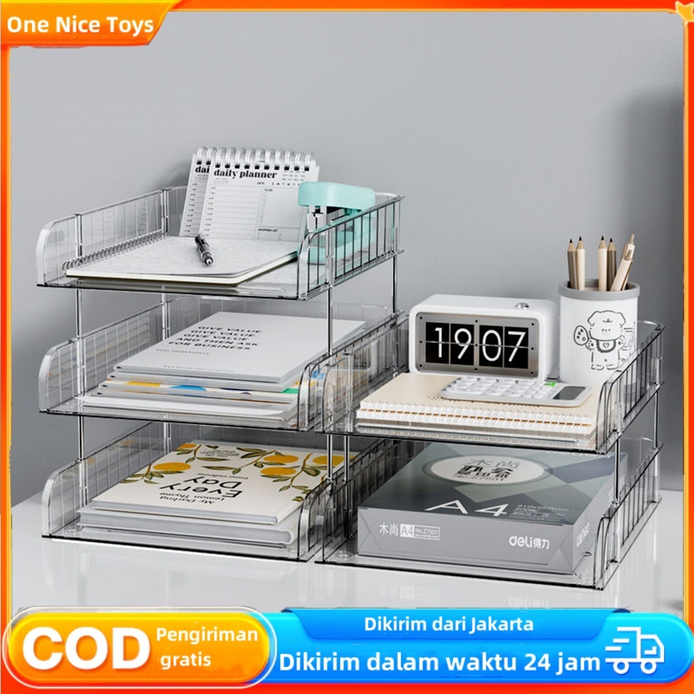 

Rak Penyimpanan Multifungsi 2-4 Susun Rak Organizer Multifungsi untuk Dokumen/Kertas/Buku/Alat Tulis Rak Penyimpanan Akrilik Transparan