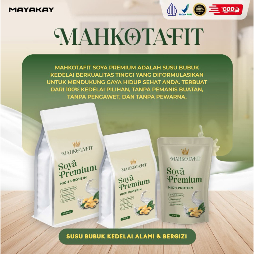 Mahkota Whey Soya Protein 500g – High Protein Low Fat Soy Milk Powder for Diet & Fitness
