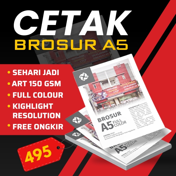 

Cetak Brosur Sehari Jadi A5 cm 1 Sisi 2 Sisi Flyer/ Print Brosur Leaflet / Cetak Flyer Art Paper 150 gsm Termurah