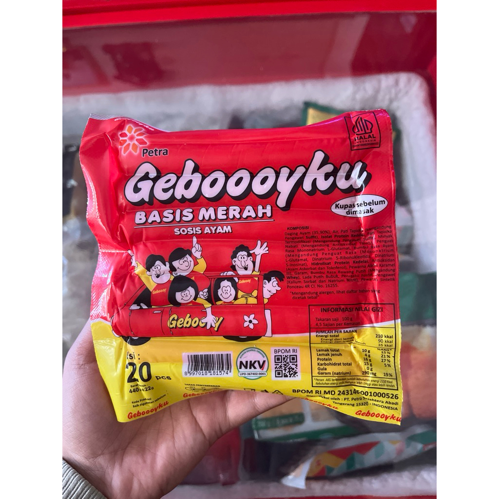 

Gebooy Basis 999 Merah isi 20 pcs/Sosis Geboy/Sosis Frozen