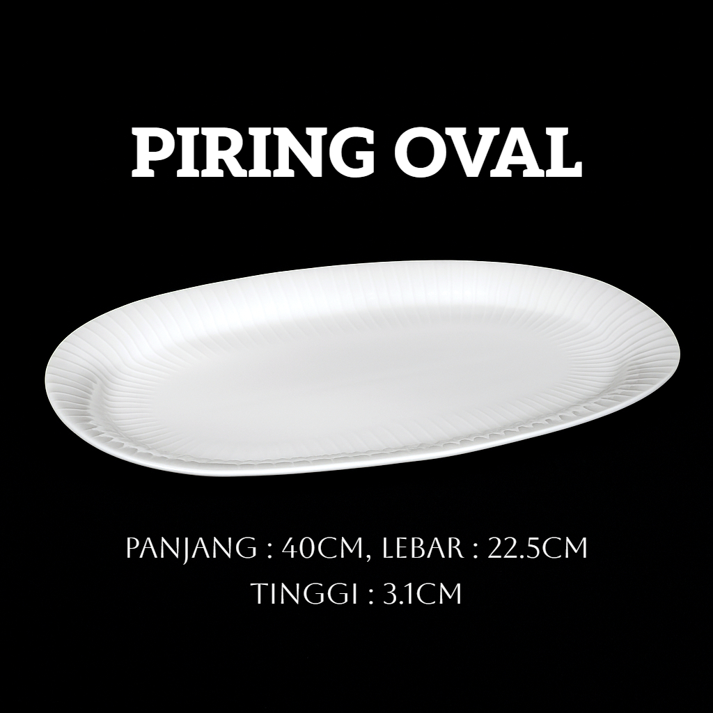 PIRING OVAL BESAR RAMEKIN KERAMIK PORSELEN POLOS PUTIH DENGAN  PANJANG 40CM KUALITAS IMPORT