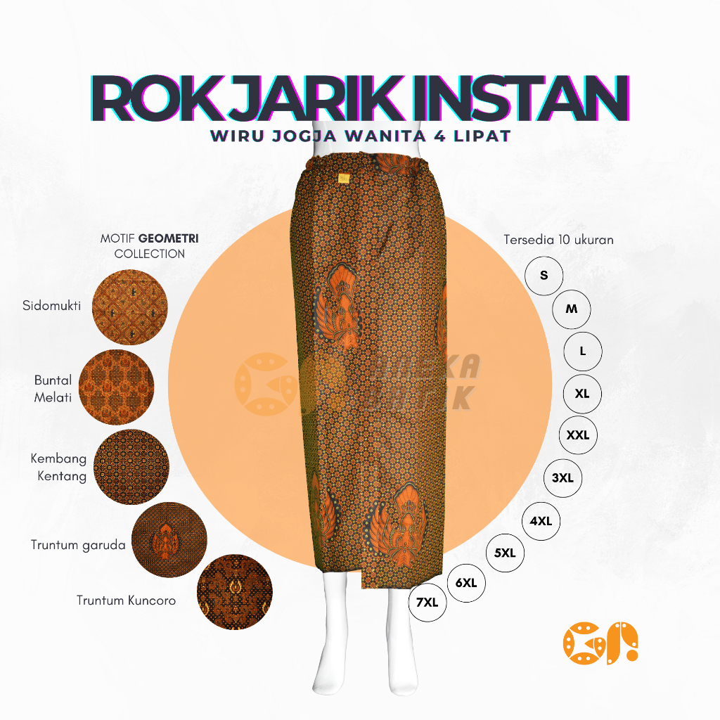 Rok Jarik Wiru Solo Wanita Dewasa Rok Instan Pakaian Adat Jawa Batik Motif Geometri