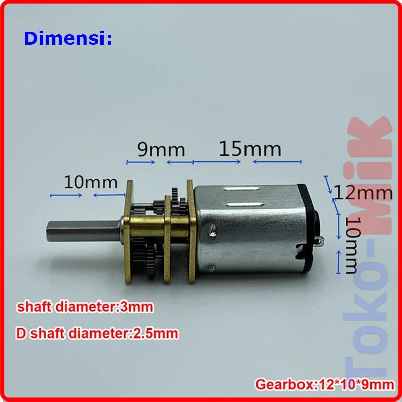 DC Motor Dinamo N20 Slow Speed Reduction Gearbox 50 100 200 Rpm 5V 3V-6V
