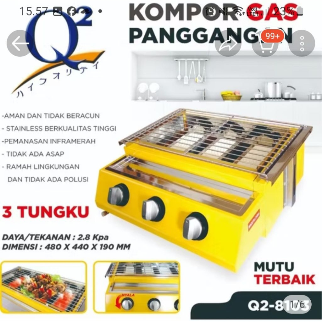 kompor panggangan sosis 3 tungku