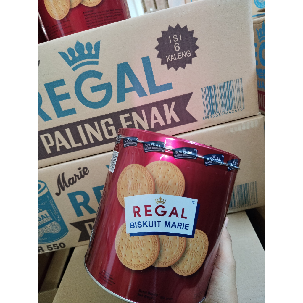 

Biskuit Marie Regal Kaleng 550 Gram (1 KARTON ISI 6 TOP) - KARTONAN