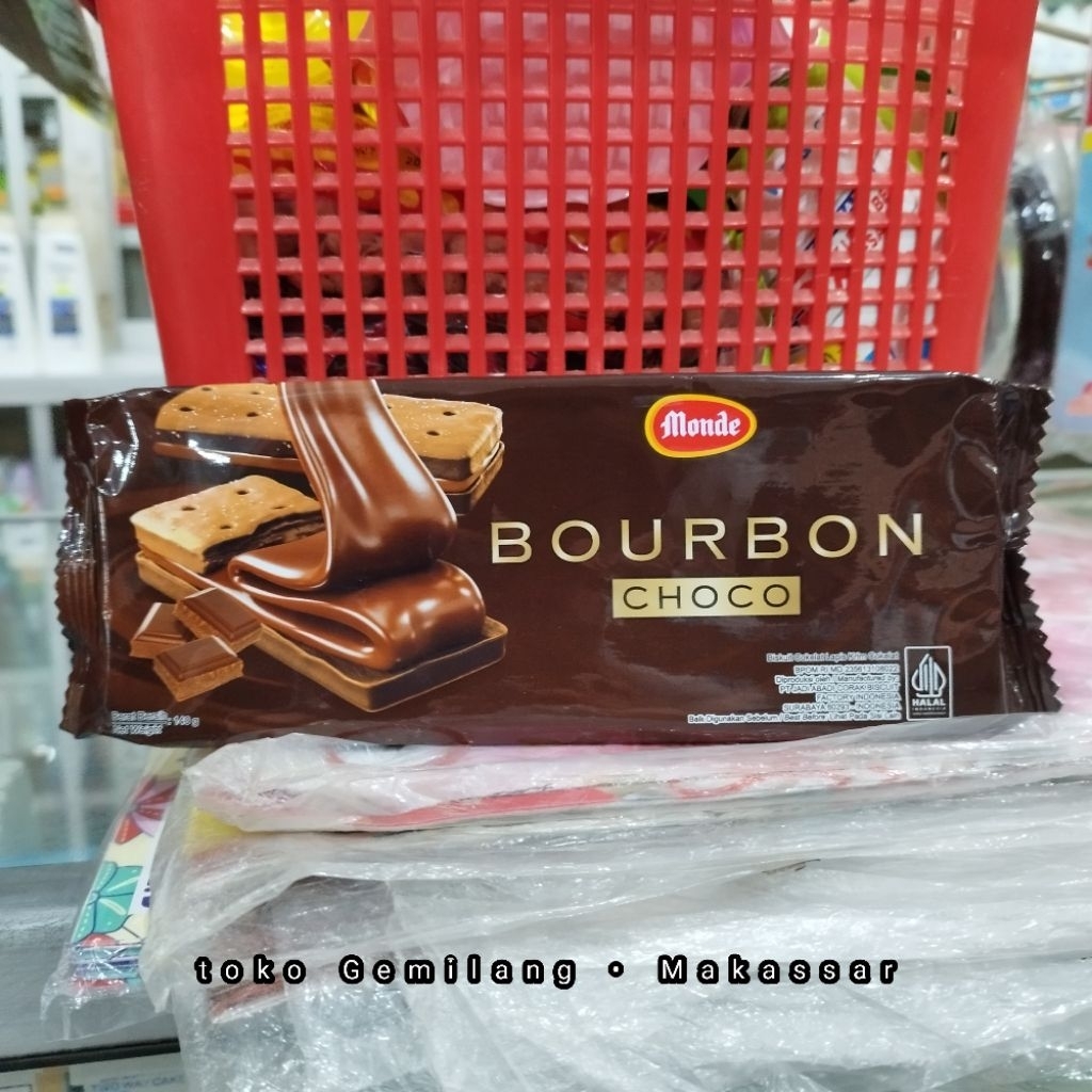 

Monde Bourbon 140 gr biskuit cokelat dengan krim cokelat