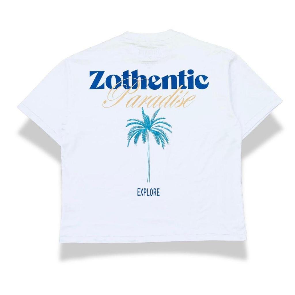 Baju Kaos Boxy Oversize Unisex Cotton 24s Gms 200 - Palm White Zothentic