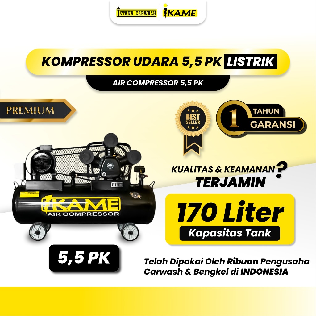 Kompresor Udara Angin Listrik 5,5HP 5,5PK Pompa Angin Air Compressor IKAME