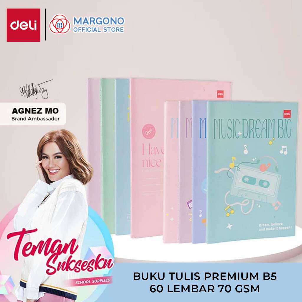 

Deli x AGNEZ MO Buku Tulis Premium B5 / Boxy 60 Lembar Sewing Notebook EN027 - 1 pcs