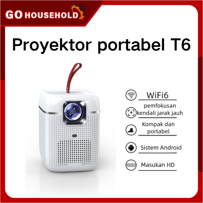 Proyektor T6 Pengiriman Mengantung Peningkatan Nativ Wi-Fi 6 Sistem Android 1080p 4K HD pemfokusan k