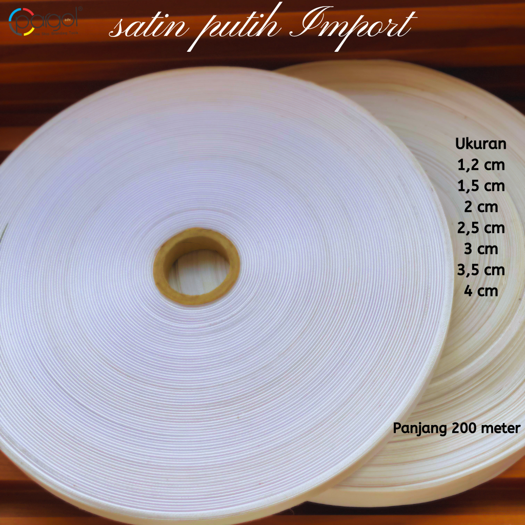 

[Termurah] Satin Putih Import- Satin Polos Putih - Pita Satin Putih Import- PargolLabel
